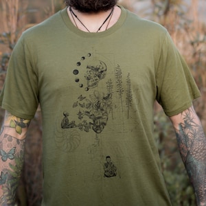 Blueprints ~ Hanf T Shirt ~ Made in den USA ~ Heilige Geometrie Shirt, spirituell, uralt, Devine, Blume des Lebens, Buddha Shirt, Meditation