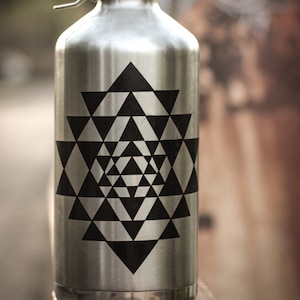 Sri Yantra Sacred geometry sticker ~ Dye-cut decal ~ Water Bottle sticker ~ Bumper Sticker, Vinyl Holographic Sticker ~ Gold decal ~ Yoga