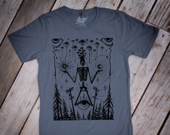 HNDRWN T ~ Hemp ~ Made in the USA ~ Mushroom skull shirt ~ Meditation Tee ~ Organic