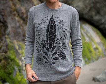 Native Organic Thermal ~ Made in the USA ~ plant shirt, flower nature clothing, Gardening Native Plant Shirt, Lover Gift,  long sleeve Tee