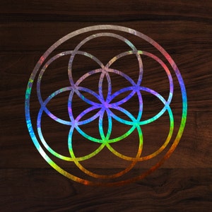 Seed of life sacred geometry die-cut decal sticker 10&quot; x 10&quot; holograph edition LARGE