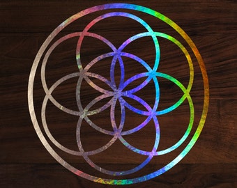 Seed of life sacred geometry die-cut decal sticker holograph edition, Seed of Life, Holographic, Seed of Life Sticker, Flower of life decal