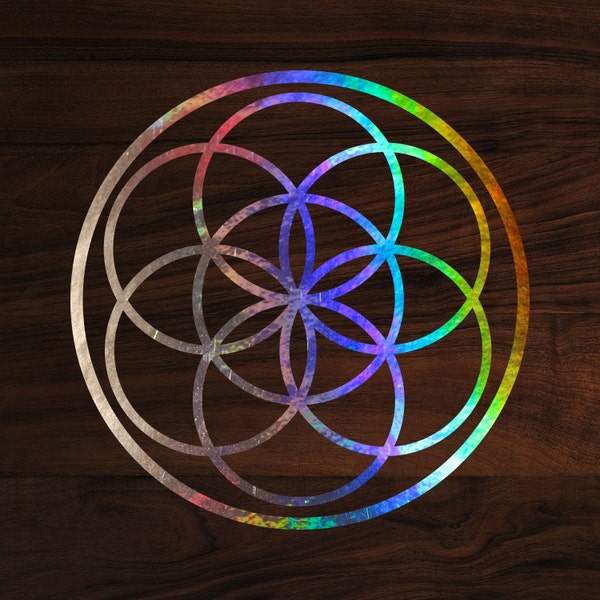 Seed of life sacred geometry die-cut decal sticker holograph edition, Seed of Life, Holographic, Seed of Life Sticker, Flower of life decal