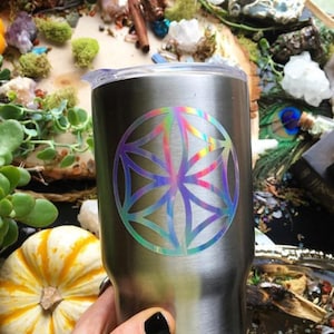 Seed of life sacred geometry die-cut decal sticker 3x3 ~ Holograph Edition ~ Flower of life sticker