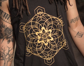 Meta Bamboo Tank top - Organic Cotton - Sacred Geometry Shirt Tank Top - Geometric Tank top - Spiritual shirt - Yoga wear - Metatron's Cube