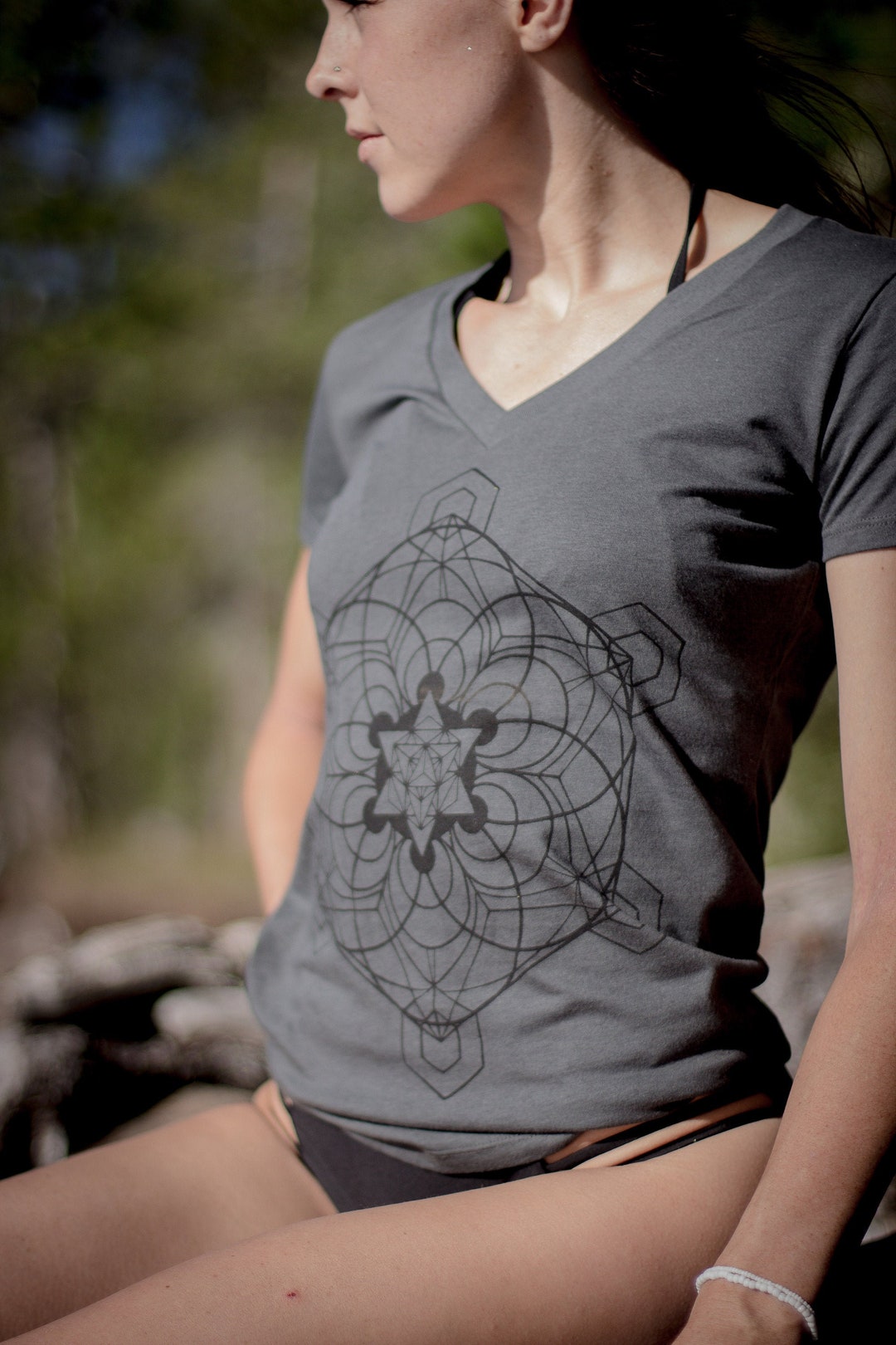 Meta Hemp V-neck (USA Made) Flower of Life Shirt ~ Metatron's Cube ...