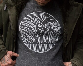 It's Bear Life ~ Eco Thermal ~ Geometric shirt, Nature clothing, Bear Shirt, Wilderness Tee, Camping Shirt, Mountain Shirt, Sustainable