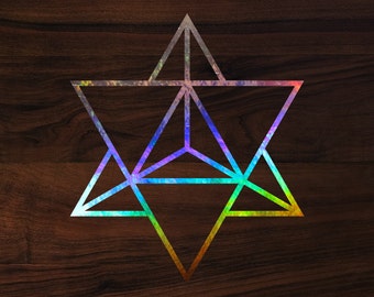Merkaba gestanste stickersticker 3 x 3 holografische editie