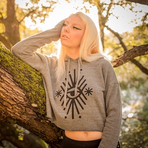 Sigil Crop Hoody ~ Organic crop top ~ Pullover Hoodie ~ Women&#39;s Cropped Hoodie ~ Festival Hoodie