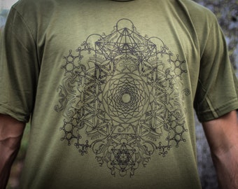 Vector Mandala Hemp T  (Organic) Sacred Geometry Shirt, Mandala Shirt, Yantra, Meditation shirt, Yoga Shirt