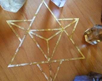 Merkaba die-cut decal sticker 3x3 gold foil