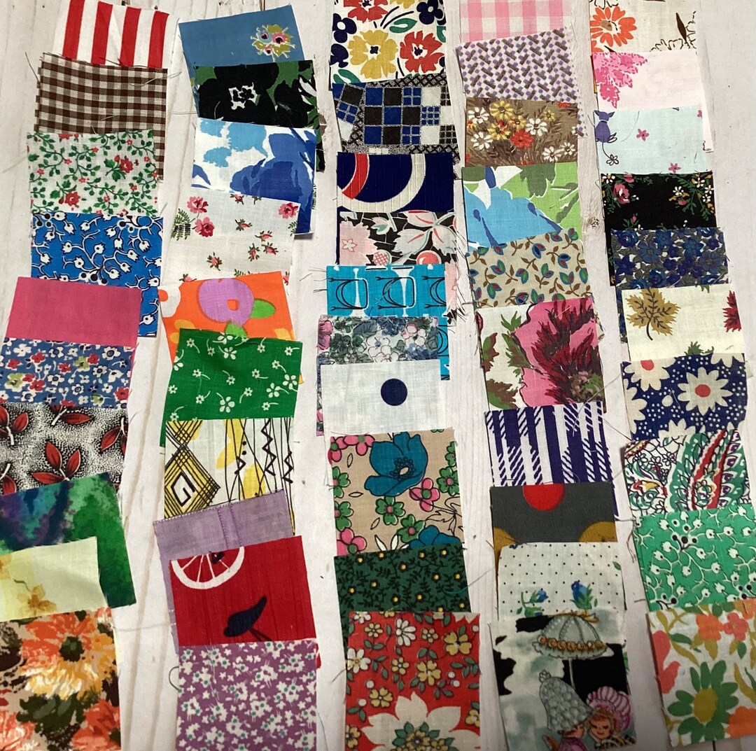 50 Vintage Quilt Fabric Scraps Vintage Fabric Novelty Etsy