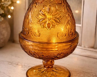 Vintage Indiana Glas Bernstein Tiara Sandwich Fee Lampe