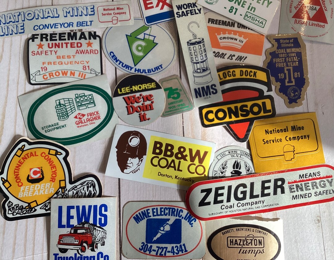 20 Pc Vintage Coal Mining Industrial Decals Stickers Etsy