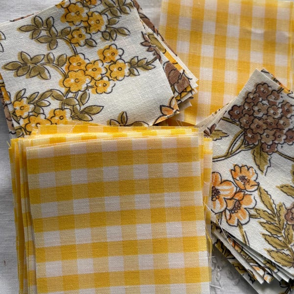 100 Vintage Quilt Fabric Scraps, Slow Stitching, Junk Journal