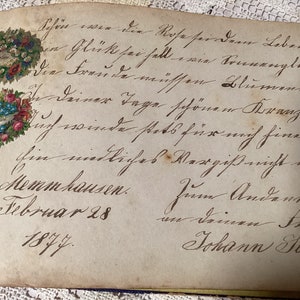 1800s German Autograph Book, Pen and Ink, Calligraphy, Junk Journal, Victorian