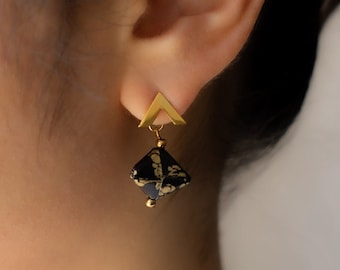 TWO IN ONE / 925er Silver Origami earrings, high quality Japanese paper, water resistant, Gift for Her, Ohrringe, Handmade, Ohstecker, Japan