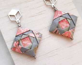 MOSAIC / 925er Silver Origami earrings, high quality Japanese paper, water resistant, Gold,Gift for Her,Ohrringe, Schmuck aus Papier