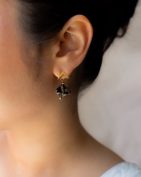 TWO IN ONE / 925er Silver Origami earrings, high quality Japanese paper, water resistant, Gift for Her, Ohrringe, Handmade, Ohstecker, Japan