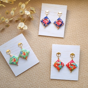 Orecchini pendenti origami in argento 925, carta giapponese di alta qualità resistente all'acqua, orecchini turchesi, regalo unico fatto a mano