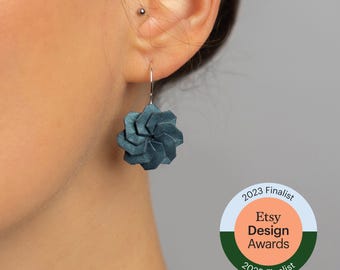 IRIS / 925er Silver Origami earrings, high quality Japanese paper, water resistant, Gold, Gift for Her, Ohrringe, Handmade, Angelhaken