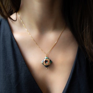 COLLANA MOSAICO / Collana origami in argento 925, carta giapponese di alta qualità, resistente all'acqua, oro, catene corte, gioielli, collana con ciondolo
