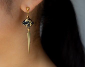 SPIKE / 925er Silver Origami earrings, Washi Japanese paper, water resistant, Ohrstecker, Statement jewelry, Studs