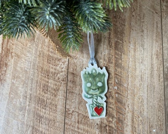 Handmade pottery baby Groot Christmas ornament