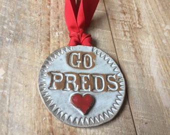 Handmade pottery Hockey Team Predators ornament