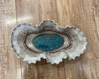 Handmade pottery oval bowl