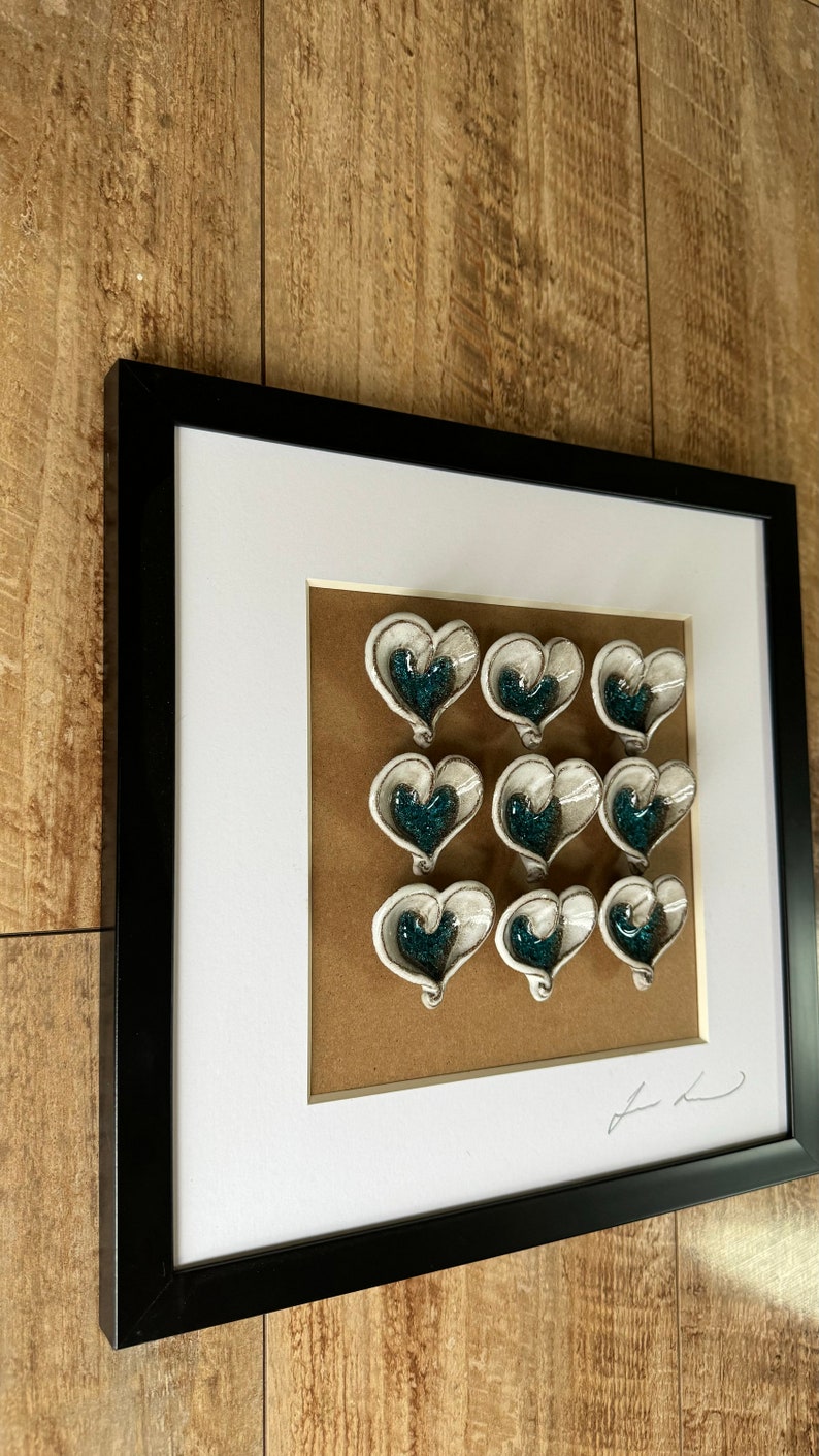 Handmade pottery Framed heart wall Art image 2
