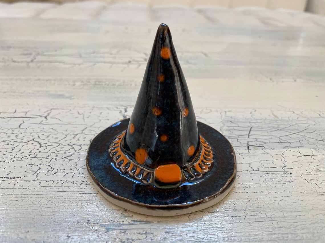 Handmade pottery ceramic Halloween witch hat Etsy