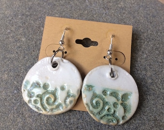 Handmade ceramic round earrings