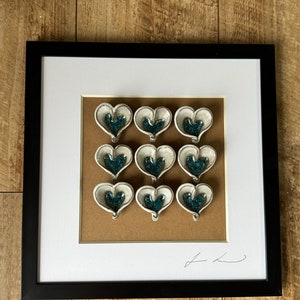 Handmade pottery Framed heart wall Art image 1