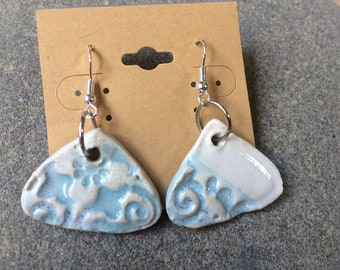 Handmade ceramic triangle earrings