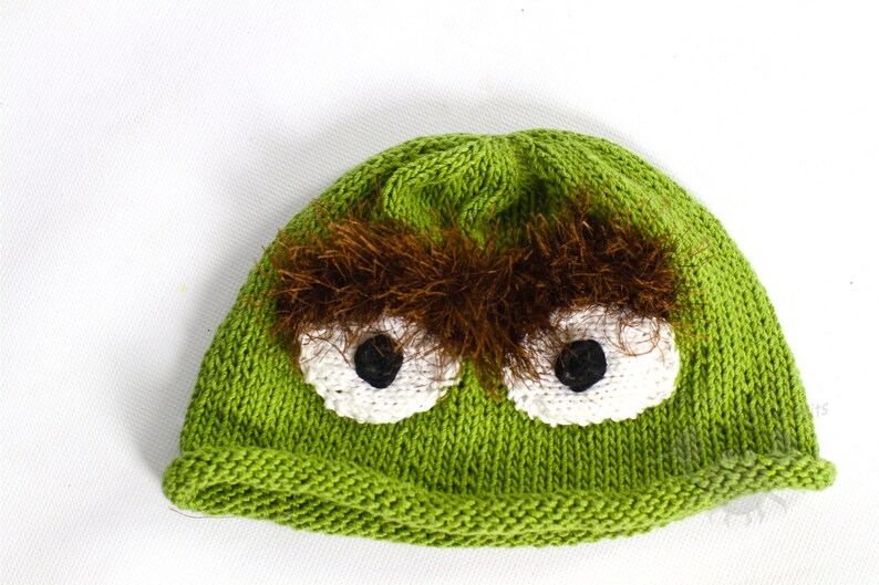 Oscar the Grouch Knit Hat Beanie ePattern 2 Option Pattern Etsy