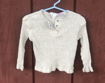 Vintage ZARA Toddler Girl Light Beige Cream Knit Pullover Button Sweater 2-3 Years, ZARA Toddler, ZARA Girl, Zara Brand Sweater, Cream Knit