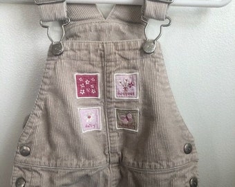 Girl's Toddler Baby 18 Months Spring Summertime Theme Overalls, Butterfly Overalls, Floral Overalls, Flower Overalls, Carter's, Corduroy