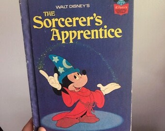 Vintage Hardcover 1973 Walt Disney&#39;s The Sorcerer&#39;s Apprentice, Book Club Edition, Disney&#39;s Wonderful World of Reading, Fantasia, Disney 70s