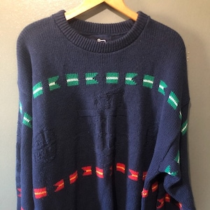 1960s Vintage Woolrich Nautical Theme Pullover Jumper Cotton Knit Sweater, Woolrich Sweater, Woolrich Pullover, Woolrich Cardigan, Woolrich image 1