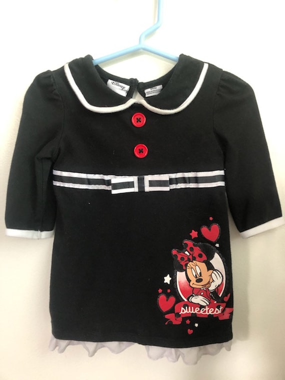 black and white minnie mouse dress Dark grey/Minnie Mouse Printed cotton dress for kids