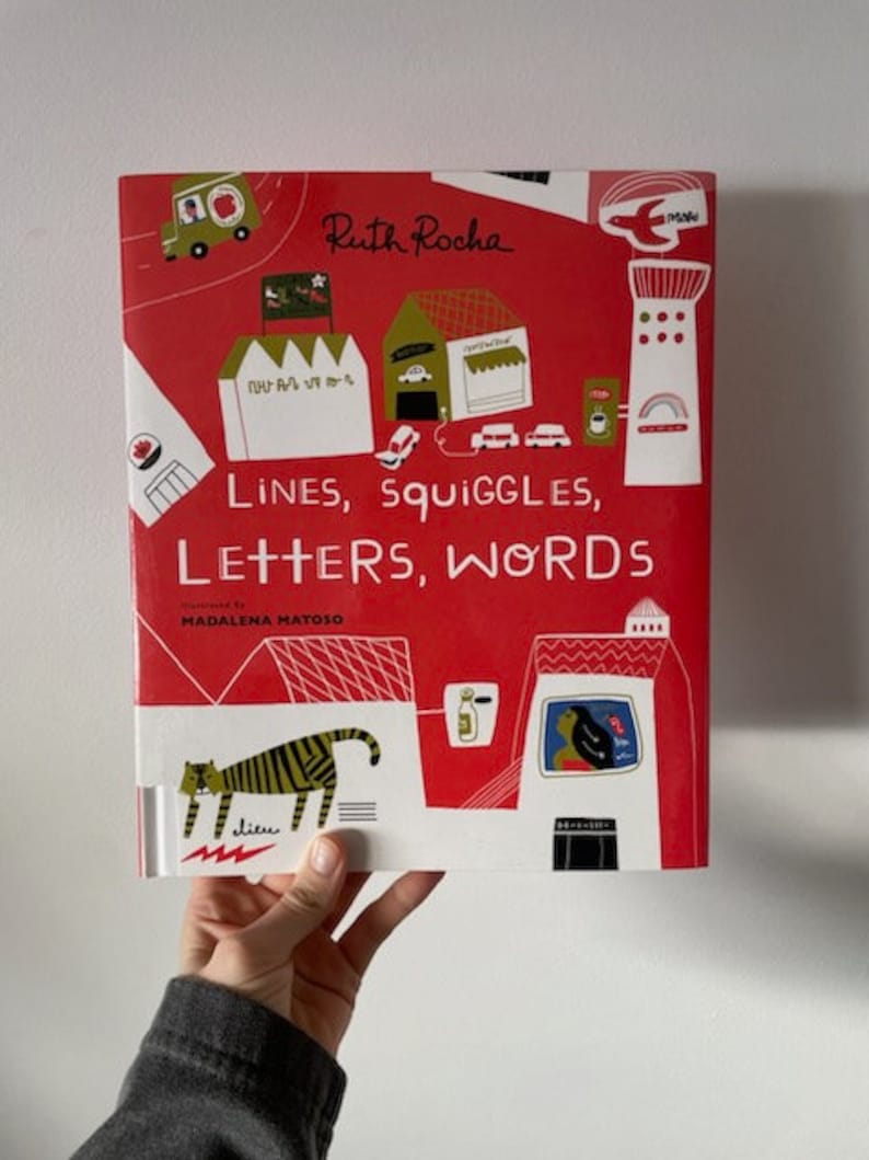 Large Hardcover Children's Picture Book Lines, Squiggles, Letters, Words by Ruth Rocha and Madalena Matoso, Lines Squiggles Letters Words image 1