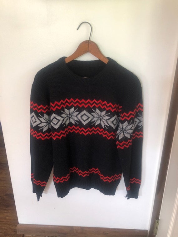 Vintage Knit Men's Red White Black Fair Isle patte