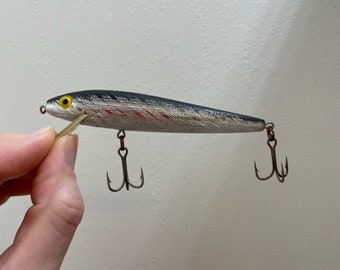 REBEL Vintage MINNOW Black & Silver Lure, Rebel Made in USA Minnow Fishing Lure, Vintage Minnow Fishing Lure Rebel, Rebel Minnow Lure