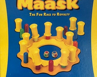 Maask Game Fun Race to Royalty Queen King Wooden Board Crown New