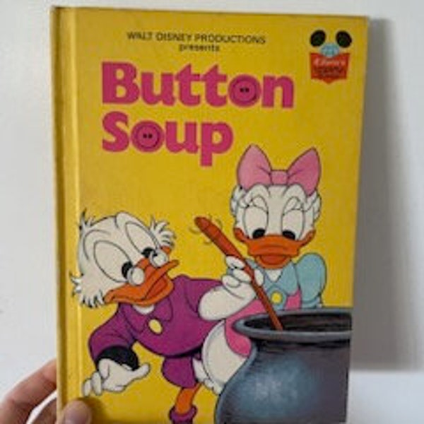 1975 Vintage Hardcover Walt Disney Productions Presents Button Soup Book, Disney's Wonderful World of Reading Button Soup Hardcover Book 70s