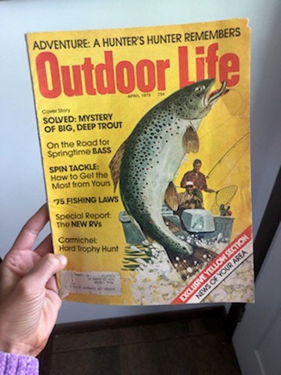 Vintage April 1975 75 Cent Issue of Outdoor Life Magazine, Trout Fishing,  75 Fishing Laws, Hunting History, American Hunter, Outdoor Life 70 -   Canada