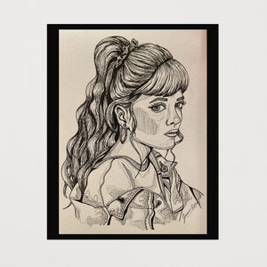 Original Artwork Girl With Ponytail Art Print image 1