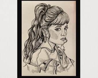 Original Artwork "Girl With Ponytail" Art Print