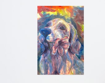 Flower Dog Original Painting Art Print (style 2)